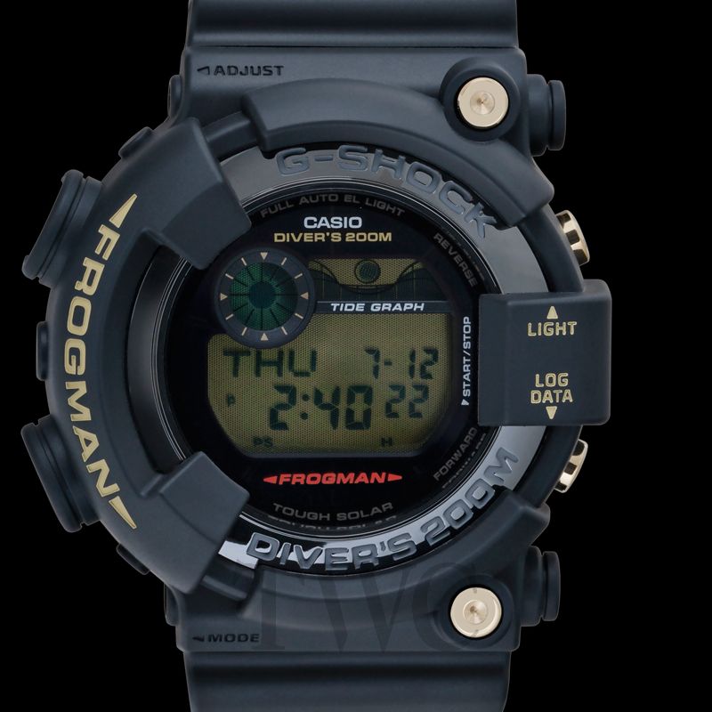 【35周年記念モデル】 CASIO
G-SHOCK GF-8235D-1BJR 　 樹脂 タフソーラー 腕時計　2018年４月発売　生産終了　限定モデル　FROGMAN　フロッグマン　ブラック×ゴールド　シンプル　カジュアル　メンズ　松山久万ノ台店