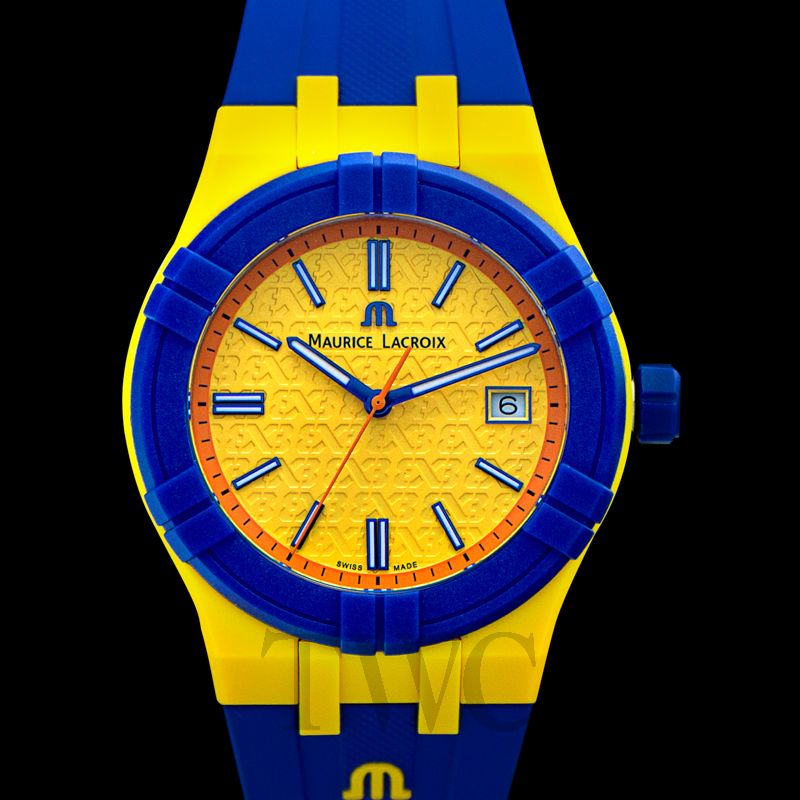 【新品】モーリスラクロア MAURICE LACROIX 腕時計 メンズ AI2008-68YZ8-800-0 クオーツ イエローxブルー アナログ表示